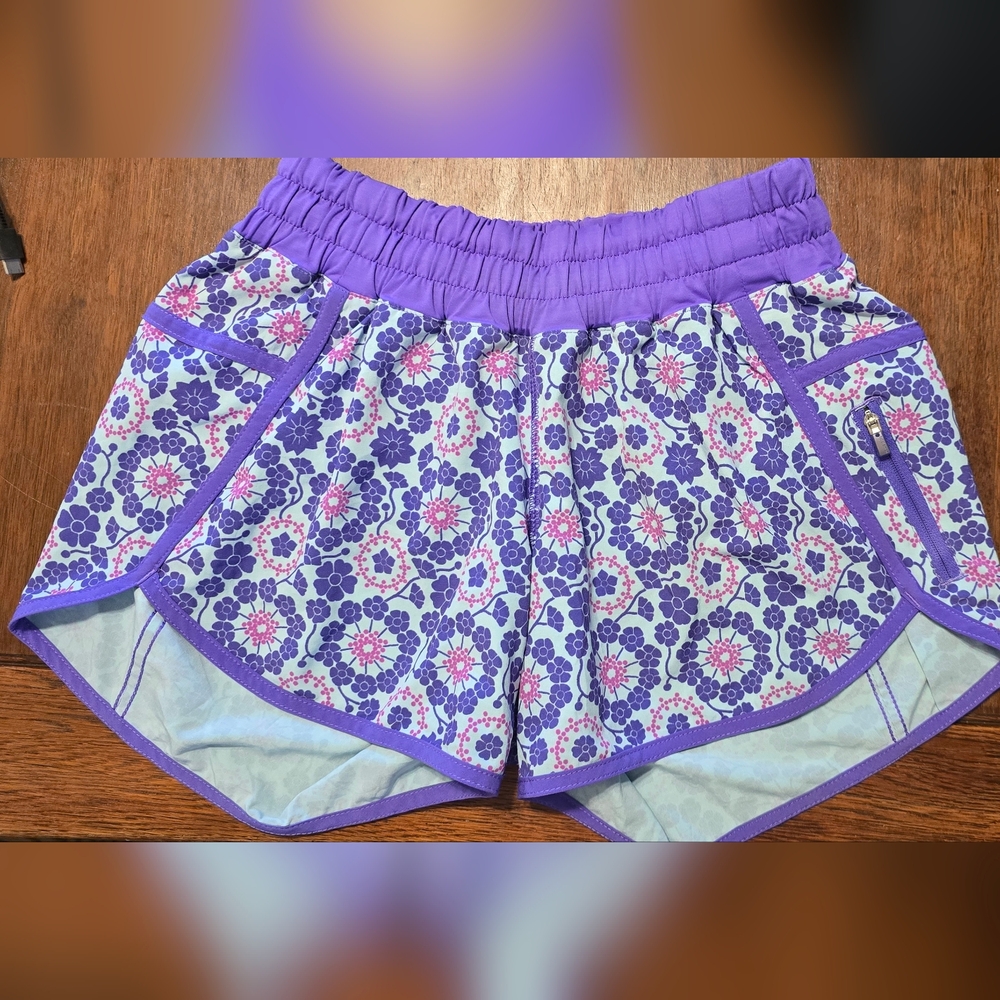 Lululemon Run Breeze By Short In Twiggy Printed Power Purple